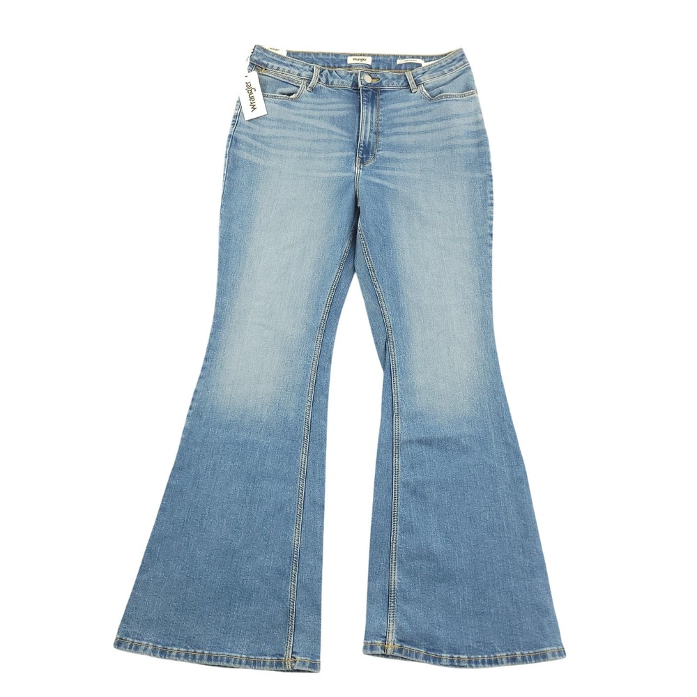 Wrangler Jeans Womens 32x32 Blue Medium Wash High Rise Flare Stretch Denim